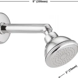 kamal (Set of 2) Overhead Shower Bell 3.5 Inch Round Brass (Metallic Silver) With 6 Inch Heavy Brass Shower Arm & Wall Flange Fixed Mount image 3