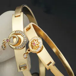 ZENEME Women 2 Cubic Zirconia Temple Gold-Plated Charm Bracelet-picture-18