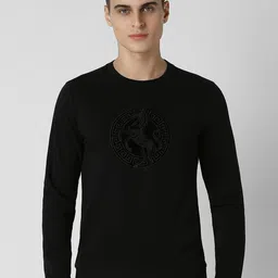 van heusen V Dot Men Solid Graphic Embroidered Round Neck Sweatshirt image 1