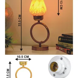 SOMIL Yellow Printed Glass Cylindrical Shaped Table Lamp image 3