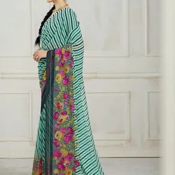 Garden Vareli Striped Saree With Unstitched Blouse Piece image 5