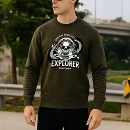 Moda Rapido Mens Printed Round Neck sweatshirt Regular Fit long sleeve image 3