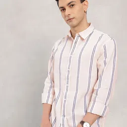 Nautica Slim Fit Vertical Striped Cotton Linen Casual Shirt-picture-38