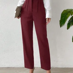 HIGH BUY Women Pencil Skinny Fit High-Rise Pleated Trousers-picture-18