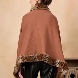 InWeave Women Animal Poncho With Fuzzy Detail image 2