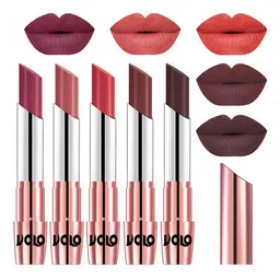 VOLO Set Of 5 Creme Matte Lipstick-3.5g-Each Cherry- Light Peach- Peach-Coffee Chocolate image 1