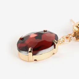 DressBerry Gold-Plated Crystals Studed Oval Drop Earrings image 3