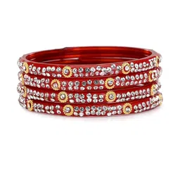 SOMIL Set Of 28 Black and Red Glass Artificial Stones Bangles image 5