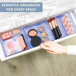 Kuber Industries Blue & Transparent 8 Pieces Makeup Organisers image 2