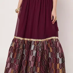 studio rasa Women Embroidered Tiered Maxi Skirt-image-71