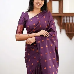 Snofi Creation Ethnic Motifs Zari Art Silk Handloom Banarasi Saree image 2