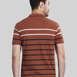 BE POSITIVE Men Striped Polo Collar T-shirt image 4