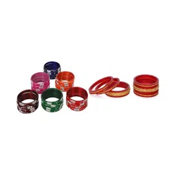 SOMIL Set Of 28 Stone-Studded & Beaded Bangles-image-89