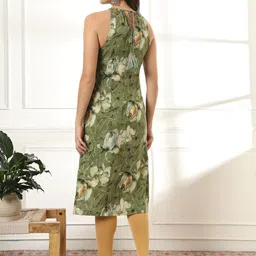 Anouk Floral Printed Keyhole Neck Sleeveless Straight Kurta image 2