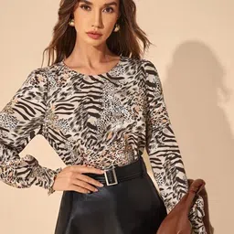 Stylecast X Slyck 
Animal Printed Round Neck Top image 1