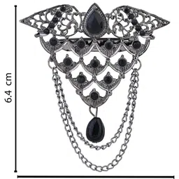 I Jewels Silver-Plated Oxidised Kundan Safa Kalangi Brooch image 4