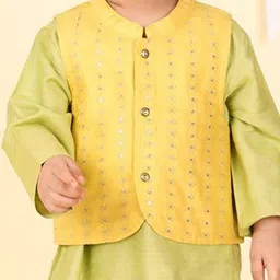 Fabindia Boys 3Pc Woven Design Kurta with Pyjamas image 4