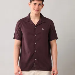 U.S. Polo Assn. Denim Co. Men Relaxed Fit Cuban Collar Solid Casual Shirt image 4