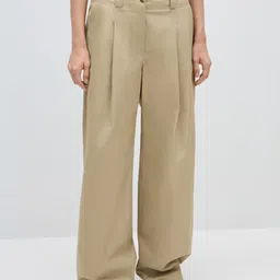 MANGO Women Wide Leg Pleated Trousers-picture-2
