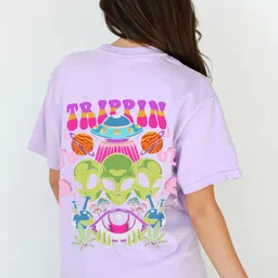 RAYACLOSET Women Printed Extended Sleeves Applique T-shirt image 3