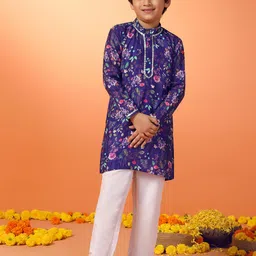FASHION DREAM Boys Floral Printed Regular Kurta with Trousers-picture-9
