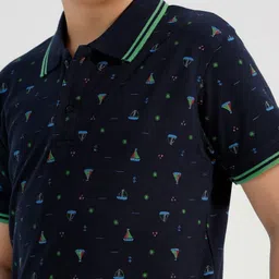 CHILINS Boys Conversational Printed Polo Collar Cotton T-shirt image 3