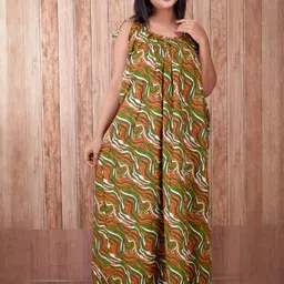 CLYMAA Women Green Maxi Nightdress-image-12