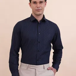 Greenfibre Checked Cutaway Collar Slim Fit Cotton Formal Shirt-image-33