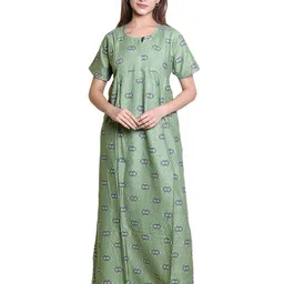 TRUDO Geometric Printed Pure Cotton Maxi Nightdress-picture-11