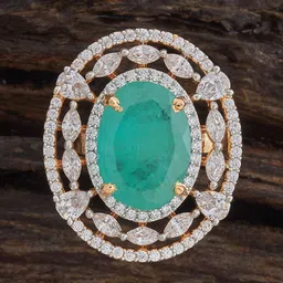 Kushal's Fashion Jewellery Mint Gold-Plated Cubic Zirconia Studded Adjustable Finger Ring-picture-31