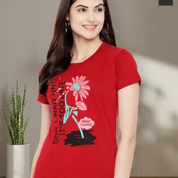 Dreambe Women Pack of 2 Typography Printed Round Neck Cotton T-shirts-picture-21