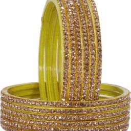 LLL FASHION Set Of 12 Zircon-Studded Glass Bangles-image-18