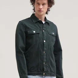 Grit and Flair Men Washed Cotton Denim Jacket image 4