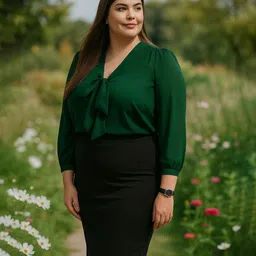 La Zoire Women Plus Size Cuffed Sleeves Regular Top image 3