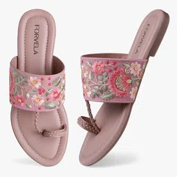 FORVELA Women Embellished Open Toe Flats image 5