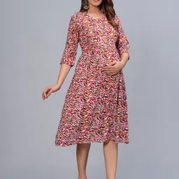 BAESD Ethnic Motifs Print Maternity Fit & Flare Dress image 4