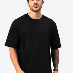 URBANICE Men Solid Round Neck Cotton Oversized T-shirt-picture-20