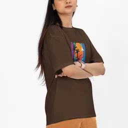 Moda Rapido Women Printed Drop-Shoulder Sleeves Applique T-shirt image 2