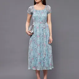 Miss Chase Floral Print Georgette Fit & Flare Midi Dress image 2