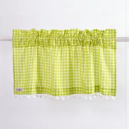 HANDICRAFT PALACE Green Checked Cotton Lightweight Window Rod Pocket Curtain image 3