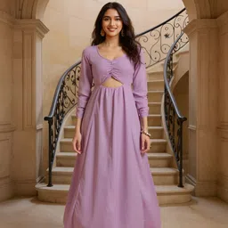 SZN Women V-Neck Cut Out Ruched Fit & Flare Midi Dress-picture-13
