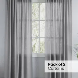 haus & kinder Signature Ocean Grey Pack of 2 Jacquard Sheer Door Curtains image 2