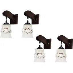 1ST TIME Brown & Brown Printed Wood Traditional Frustum Shaped Wall Lamp-picture-21