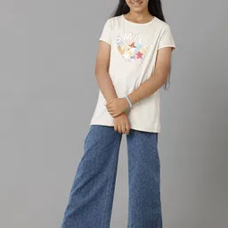 UNDER FOURTEEN ONLY Girls Regular Fit Mid-Rise Low Distress Light Fade Cotton Jeans image 2