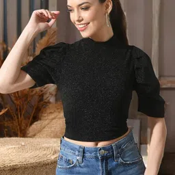 IUGA Puff Sleeve Crop Top image 2