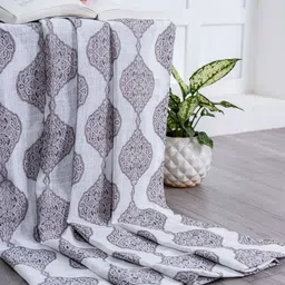 Parda Online White & Brown 2 Pieces Ethnic Motifs Printed Linen Door Curtain image 3