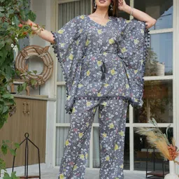 Aujjessa Printed Pure Cotton Maternity Feeding Kaftan Top & Trousers image 4