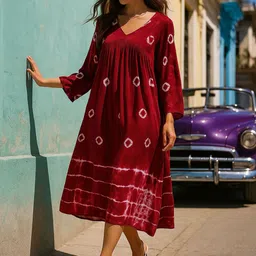 Maaesa Tie and Dye Dyed Fit & Flare Dress-picture-17