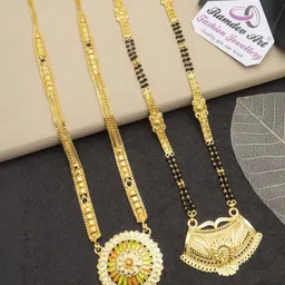 Ramdev Art Fashion Jwellery Brass Gold Plated Mangalsutra image 3