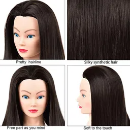 blushia Synthetic Black Long Dummy Mannequin Doll Head Hair Extension image 2